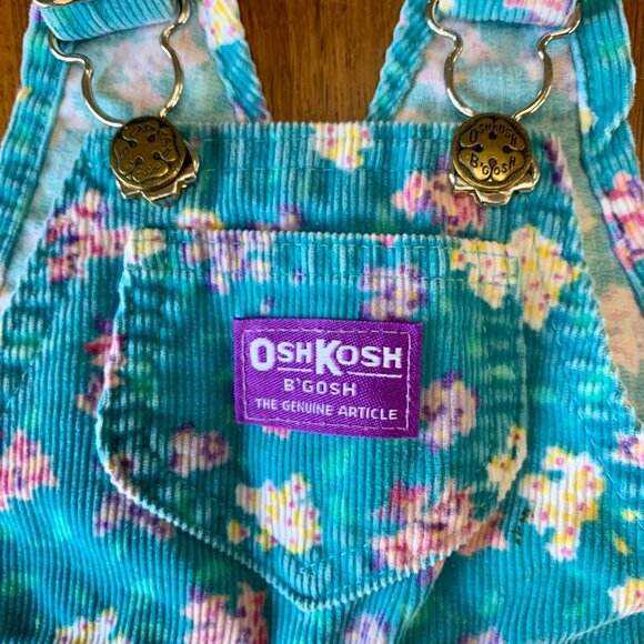 OSHK0SH Bgosh Vintage Floral Overalls Girls 12 Mos Blue Cord Corduroy Overall - Picture 5 of 12